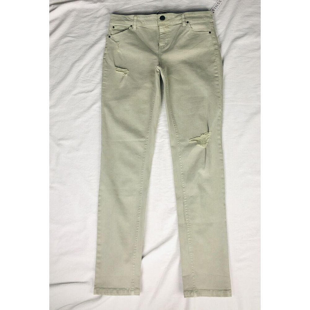 Tinseltown Jeans Juniors Size 9 Green‎ Skinny Ankle Mid Rise Ripped Pants